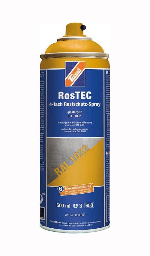 Technolit ROSTEC 4-fach Rostschutz-Spray 500ml  Ginstergelb RAL 1032