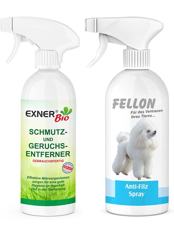 Hundeset Fellon Antifilz-Spray 500ml + Exner Geruchs- und Schmutzentferner 750ml