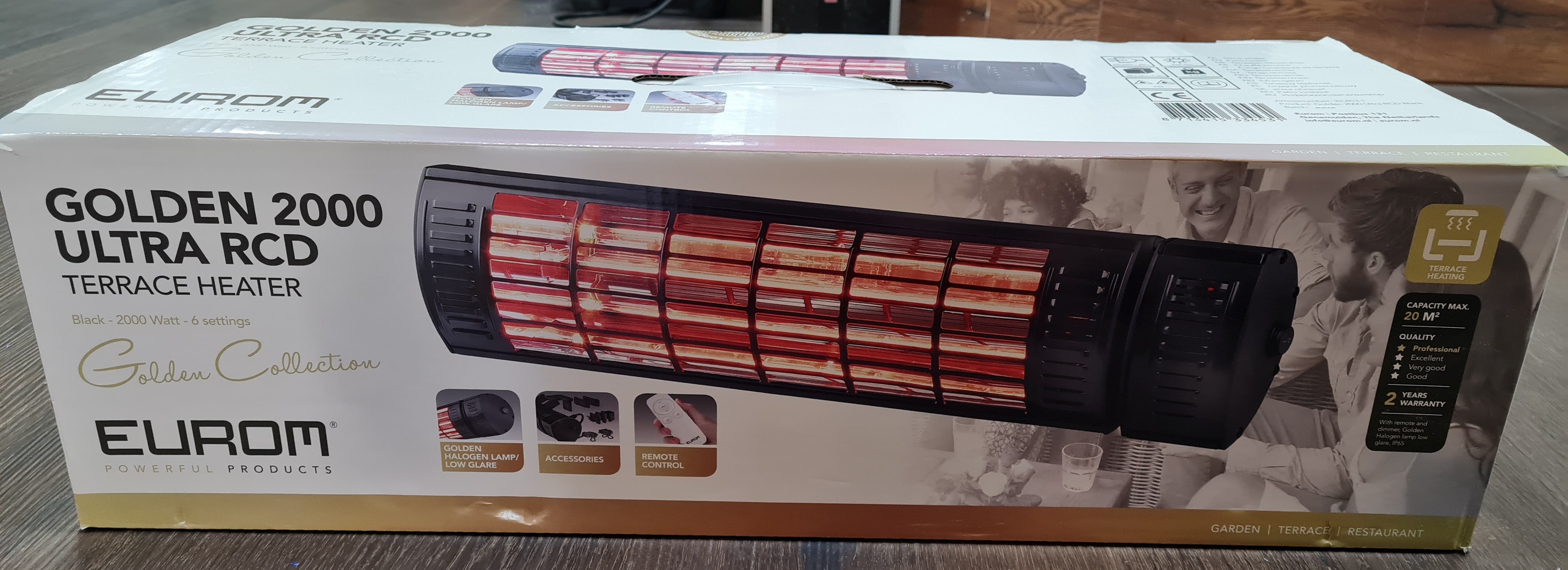 Eurom GoldenTerrassenstrahler 2000 Ultra RCD Black inkl. Fernbedienung