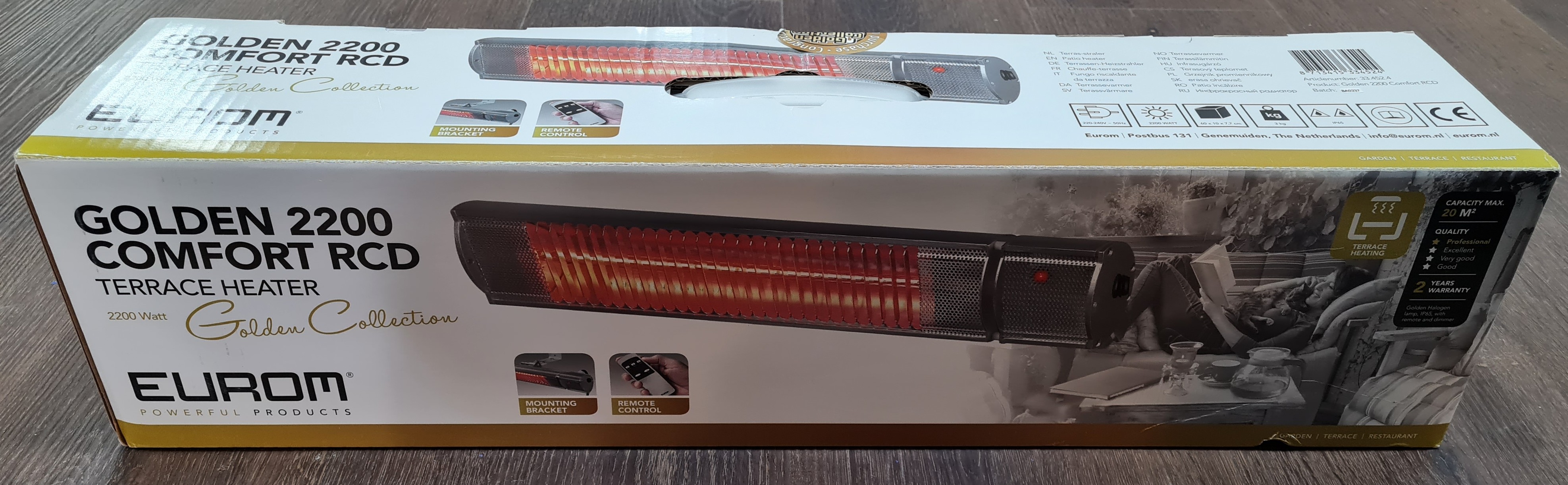 Eurom GoldenTerrassenstrahler 2200 Comfort RCD inkl. Fernbedienung